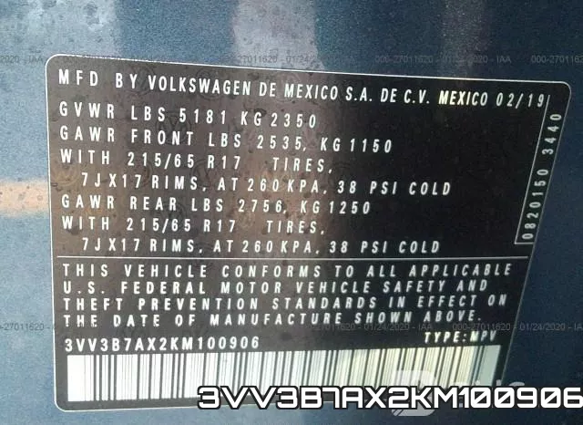 3VV3B7AX2KM100906