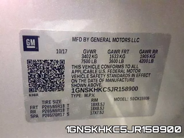 1GNSKHKC5JR158900