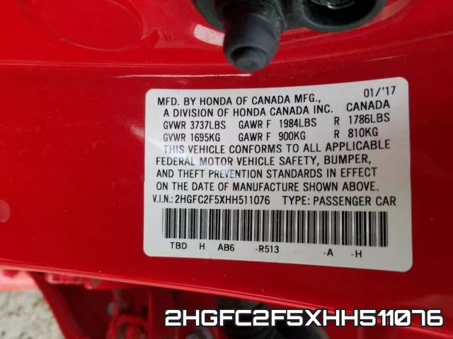 2HGFC2F5XHH511076