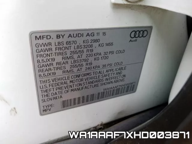 WA1AAAF7XHD003871