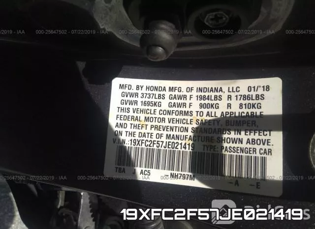19XFC2F57JE021419