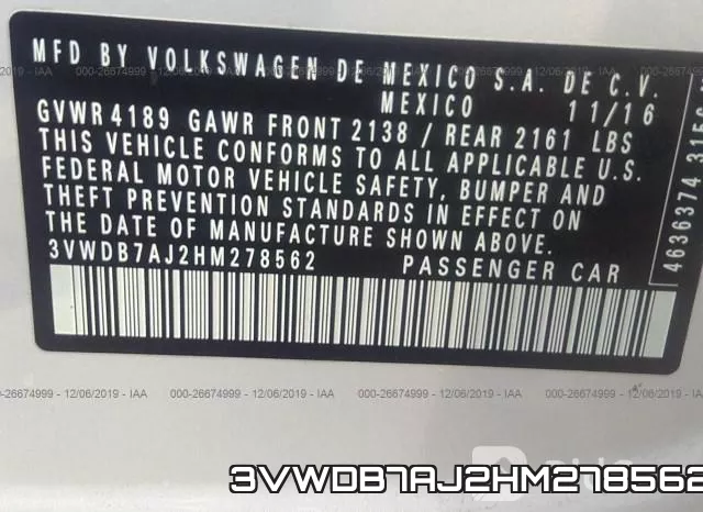 3VWDB7AJ2HM278562