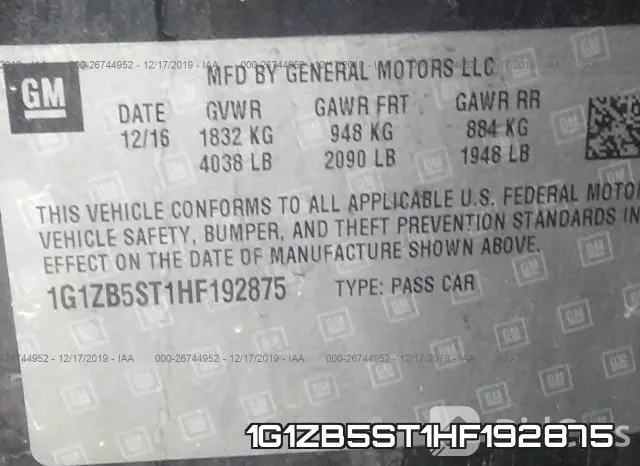 1G1ZB5ST1HF192875