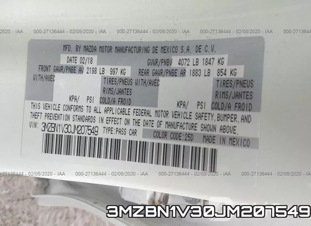 3MZBN1V30JM207549