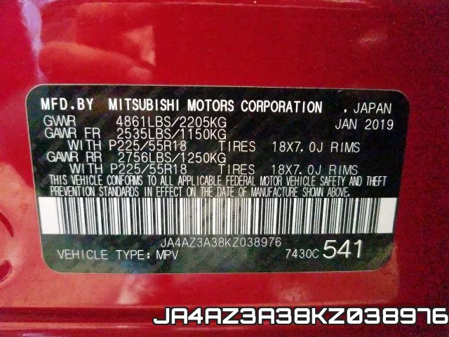 JA4AZ3A38KZ038976