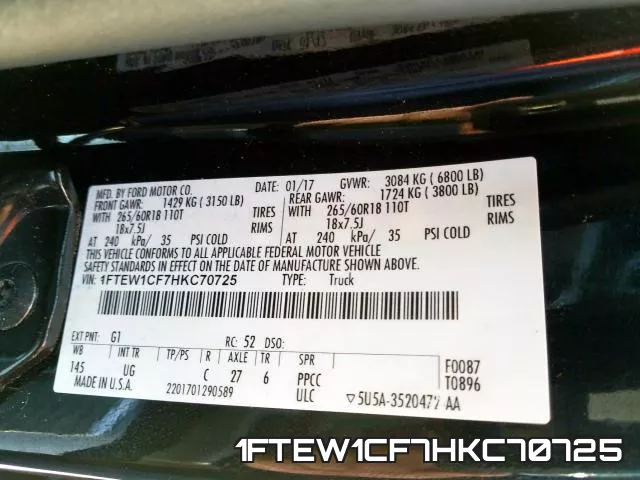 1FTEW1CF7HKC70725
