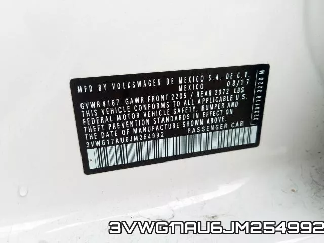 3VWG17AU6JM254992