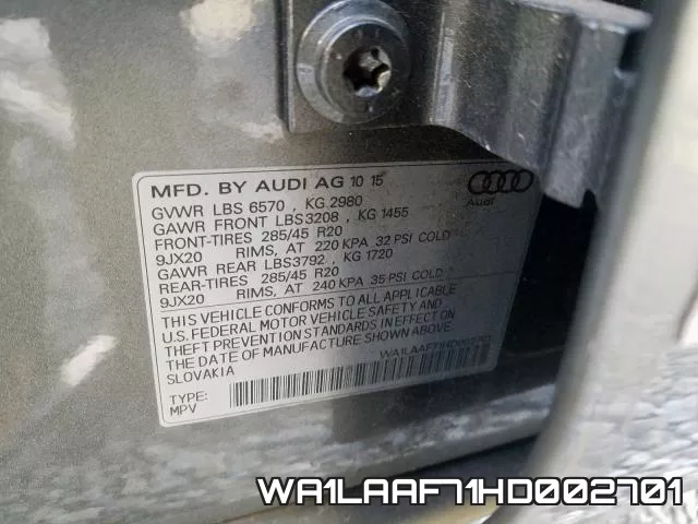 WA1LAAF71HD002701