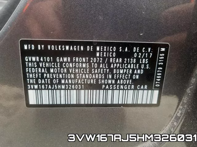 3VW167AJ5HM326031