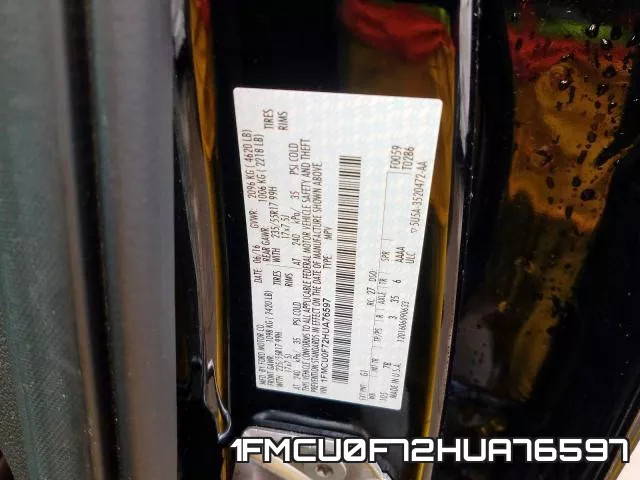 1FMCU0F72HUA76597