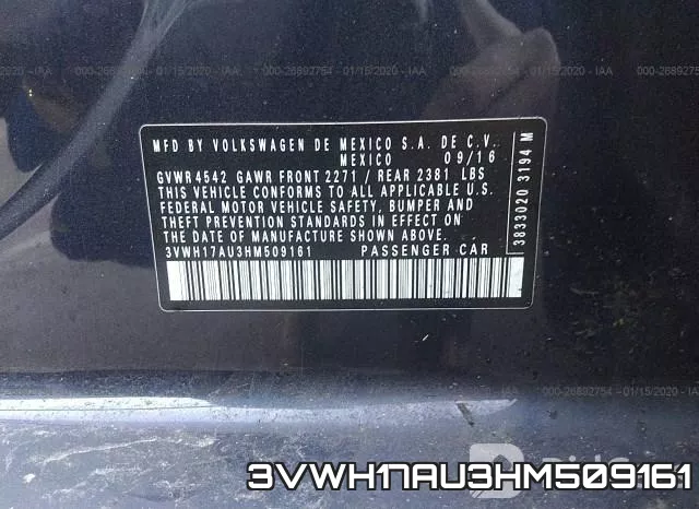 3VWH17AU3HM509161