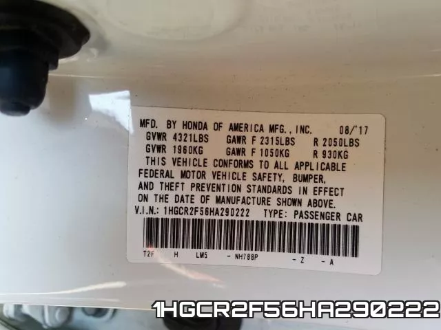 1HGCR2F56HA290222