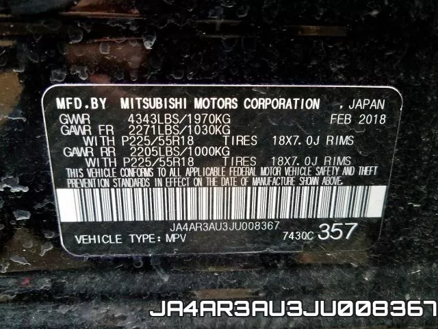 JA4AR3AU3JU008367