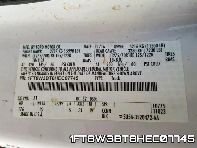 1FT8W3BT8HEC07745