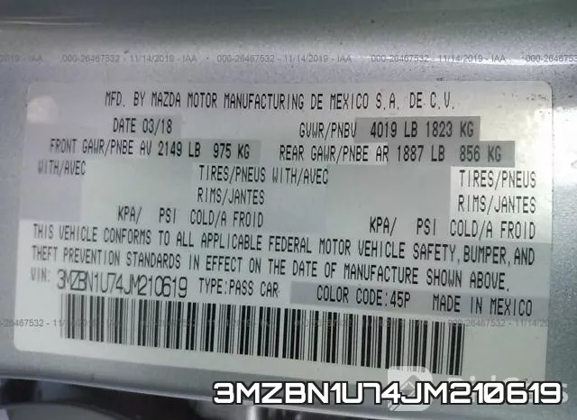 3MZBN1U74JM210619