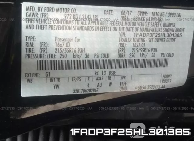 1FADP3F25HL301385