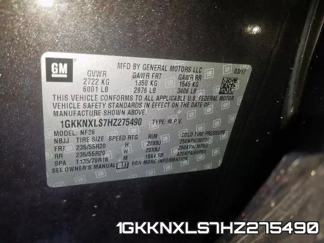 1GKKNXLS7HZ275490