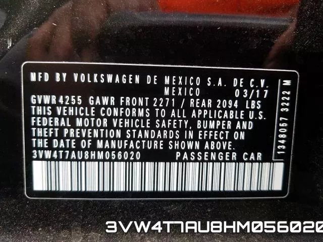 3VW4T7AU8HM056020