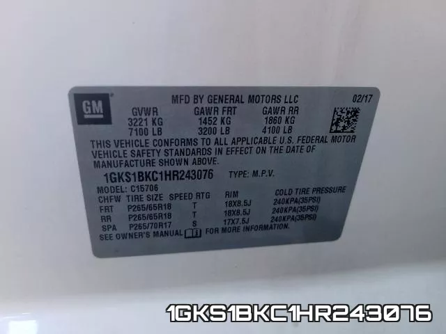 1GKS1BKC1HR243076