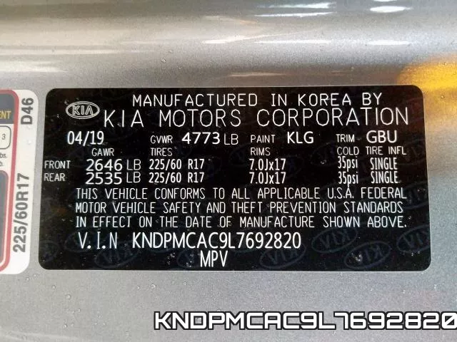 KNDPMCAC9L7692820