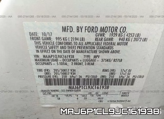 MAJ6P1CL9JC161938