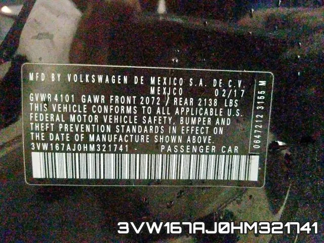 3VW167AJ0HM321741
