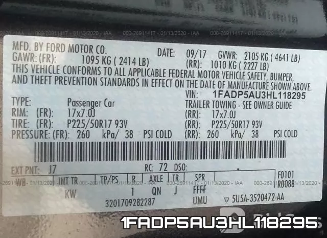1FADP5AU3HL118295
