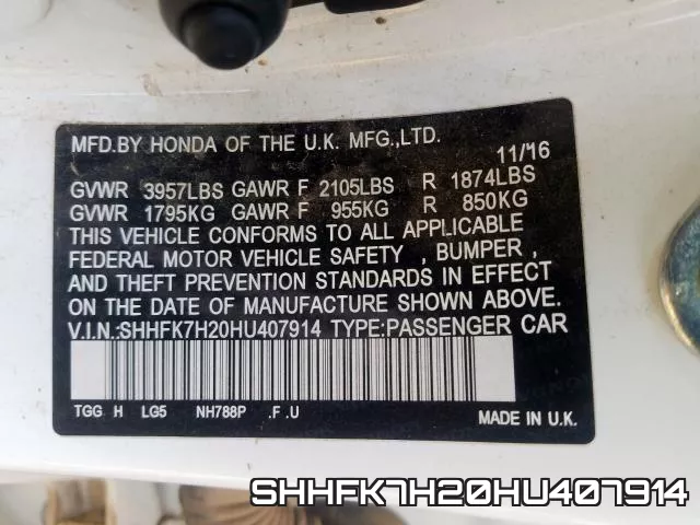 SHHFK7H20HU407914