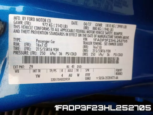 1FADP3F23HL252705