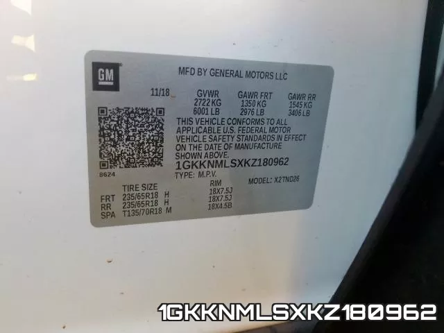 1GKKNMLSXKZ180962