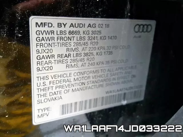 WA1LAAF74JD033222