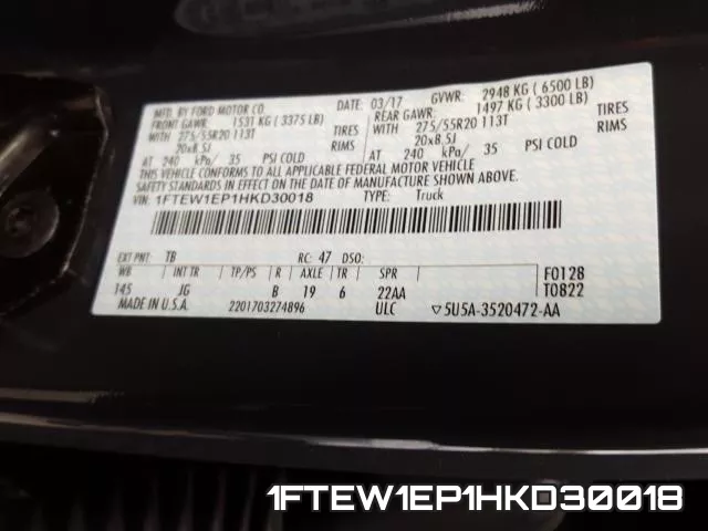 1FTEW1EP1HKD30018