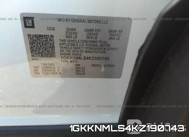 1GKKNMLS4KZ190743