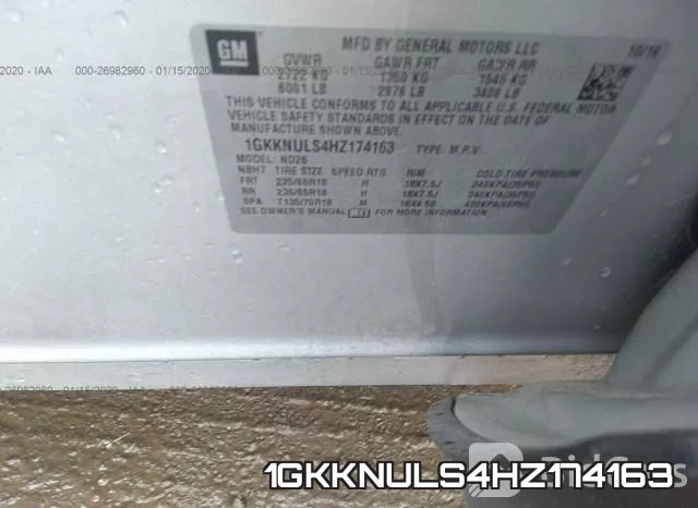1GKKNULS4HZ174163