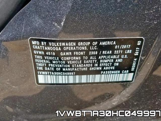 1VWBT7A30HC049997