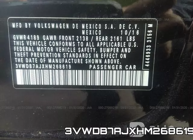 3VWDB7AJXHM268619