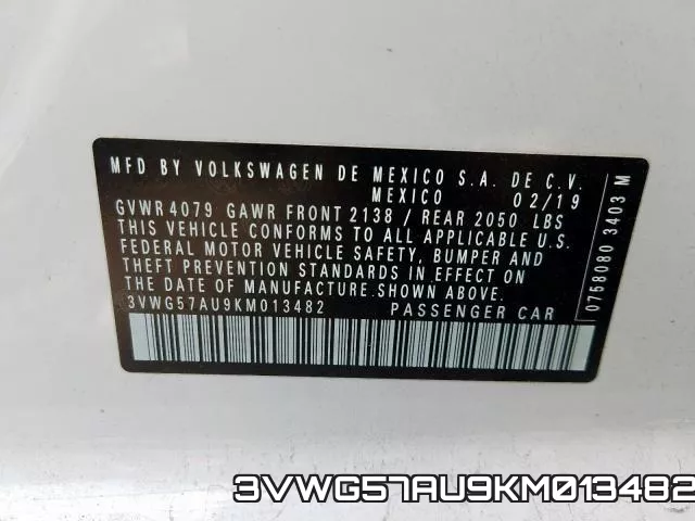 3VWG57AU9KM013482