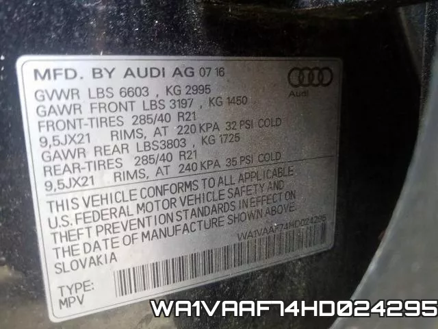 WA1VAAF74HD024295