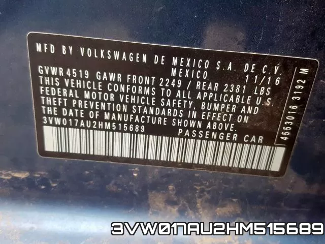 3VW017AU2HM515689