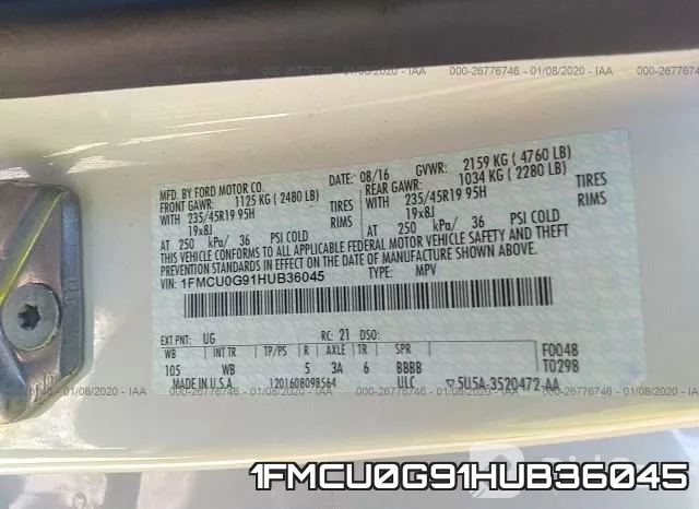 1FMCU0G91HUB36045