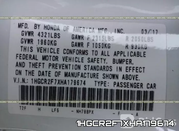 1HGCR2F7XHA179674