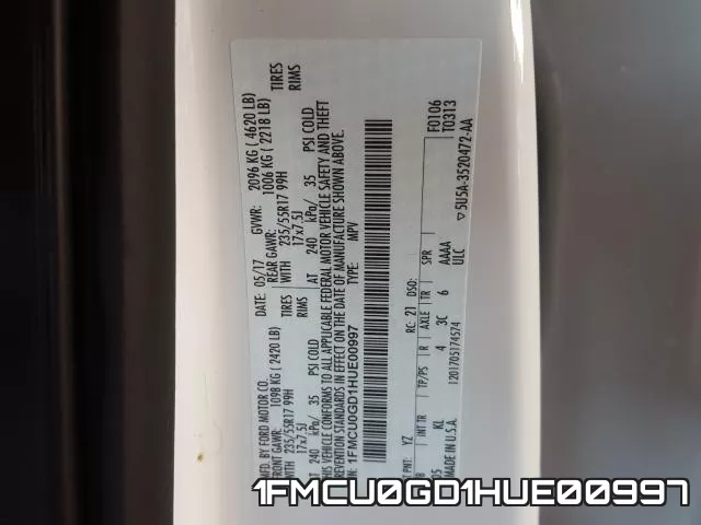 1FMCU0GD1HUE00997