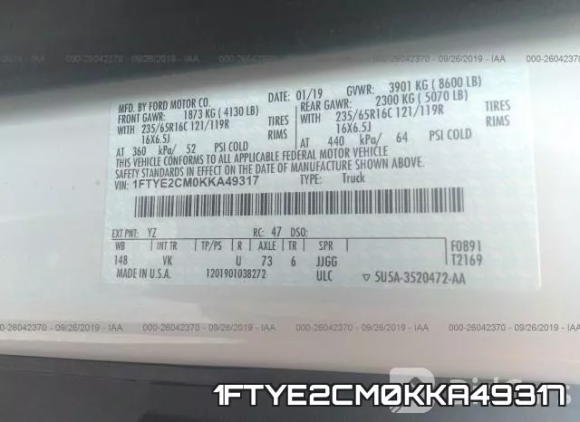 1FTYE2CM0KKA49317
