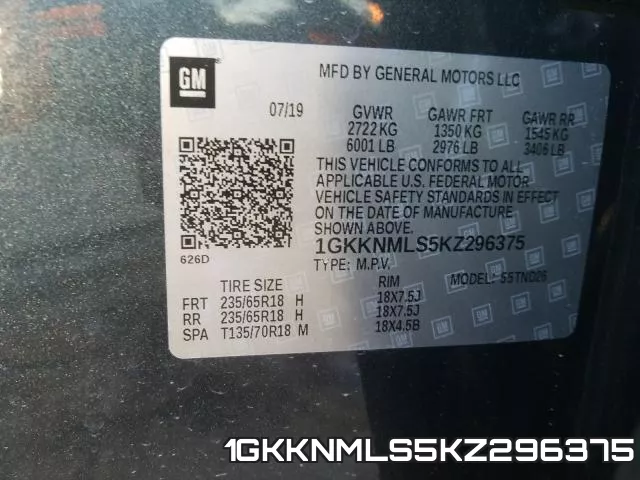 1GKKNMLS5KZ296375