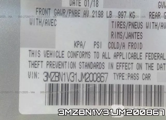 3MZBN1V31JM200867