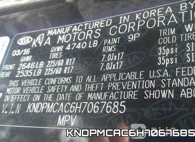 KNDPMCAC6H7067685