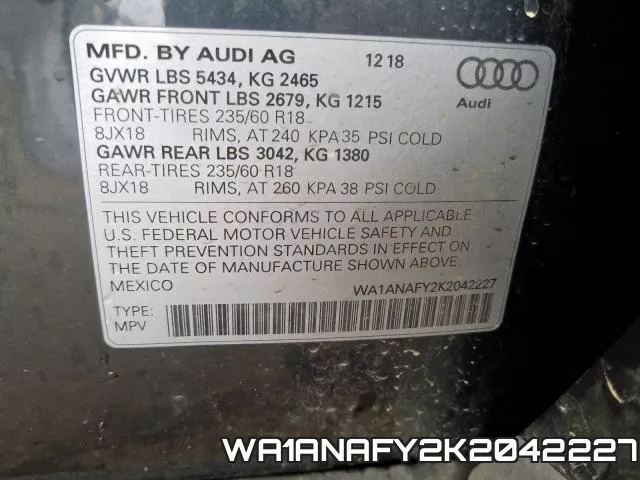 WA1ANAFY2K2042227