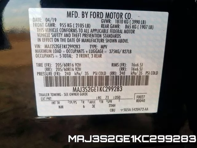 MAJ3S2GE1KC299283