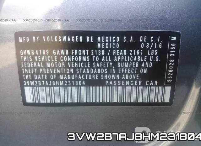 3VW2B7AJ8HM231804