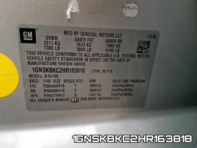 1GNSKBKC2HR163818